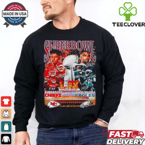 Super Bowl Kansas City Chiefs and Philadelphia Eagles signatures shirt