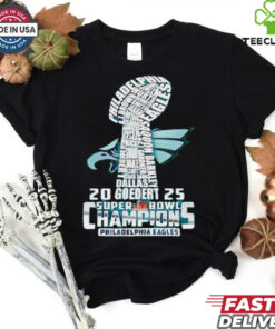 Super Bowl LIX 2025 Philadelphia Eagles players name trophy shirt