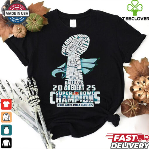 Super Bowl LIX 2025 Philadelphia Eagles players name trophy shirt