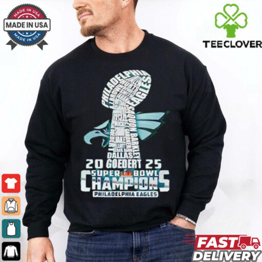 Super Bowl LIX 2025 Philadelphia Eagles players name trophy shirt
