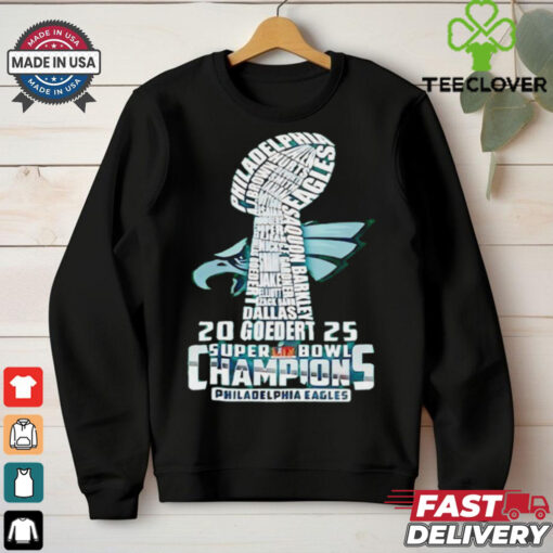 Super Bowl LIX 2025 Philadelphia Eagles players name trophy shirt