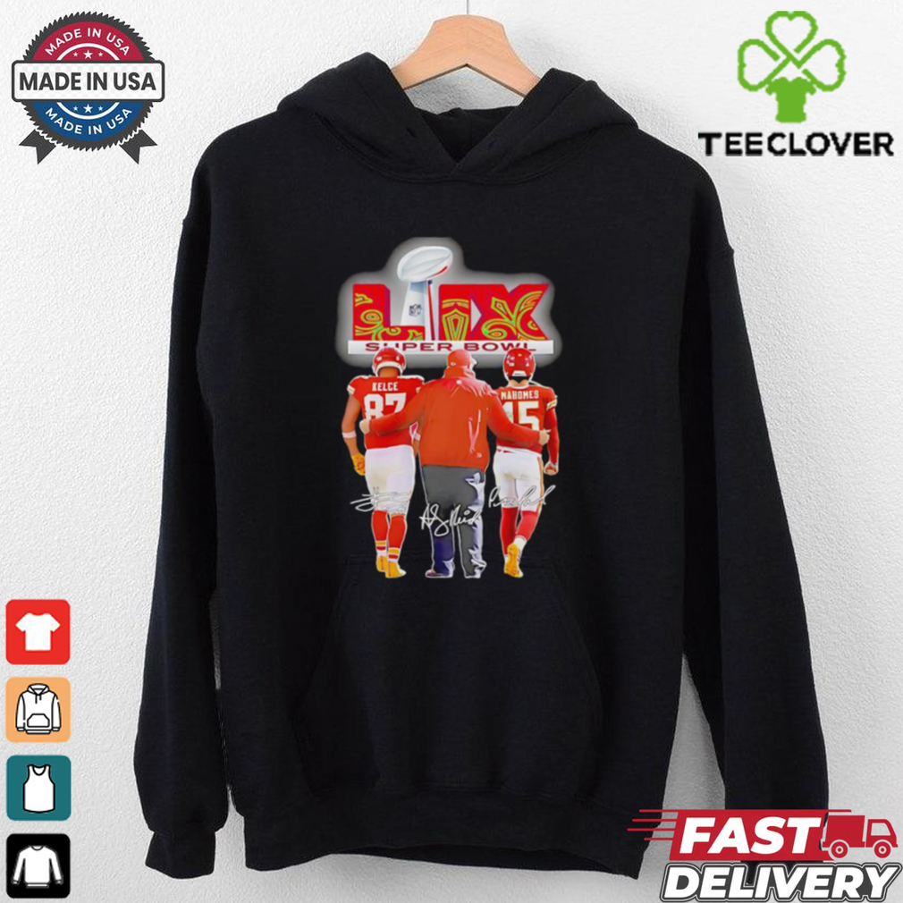 Super Bowl LIX Kelce Andy Reid and Mahomes signatures shirt Super Bowl LIX Kelce Andy Reid and Mahomes signatures shirt