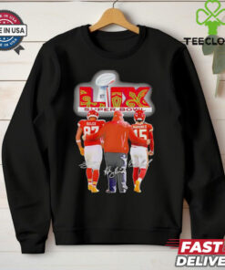 Super Bowl LIX Kelce Andy Reid and Mahomes signatures shirt