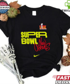 Super Bowl LIX New Orleans Signature Shirt, featuring a design commemorating Super Bowl LIX in New Orleans, with signatures of key players and a bold graphic. Perfect for fans who want to celebrate this iconic event in football history.