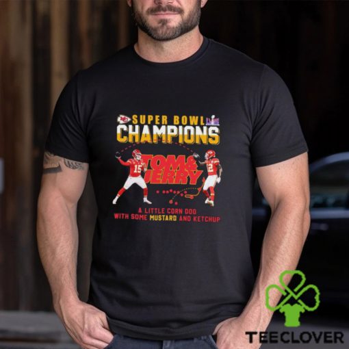 Super Bowl LVIII Champions Tom And Jerry Mustard Travis Kelce And Patrick Mahomes Shirt