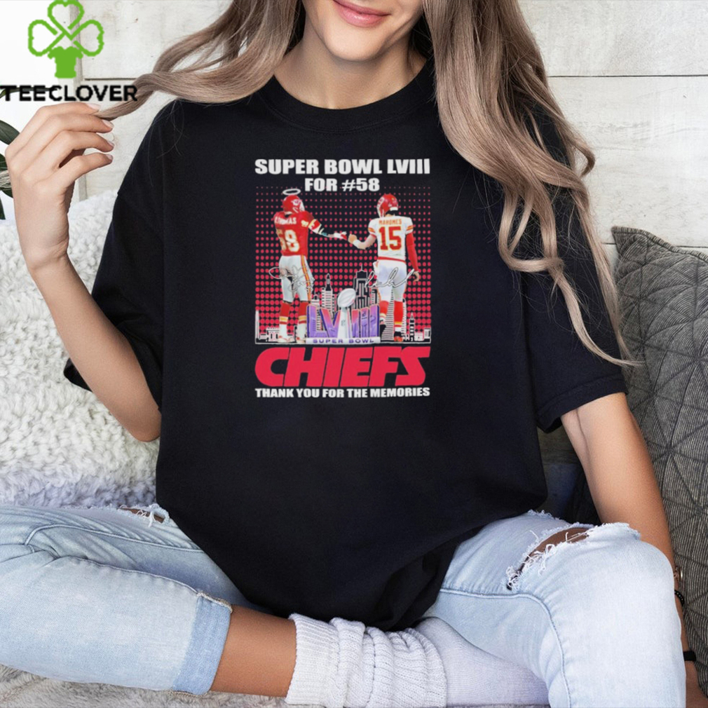 Super Bowl LVIII Derrick Thomas And Patrick Mahomes Thank You For The Memories Signatures Shirt Super Bowl LVIII Derrick Thomas And Patrick Mahomes Thank You For The Memories Signatures Shirt