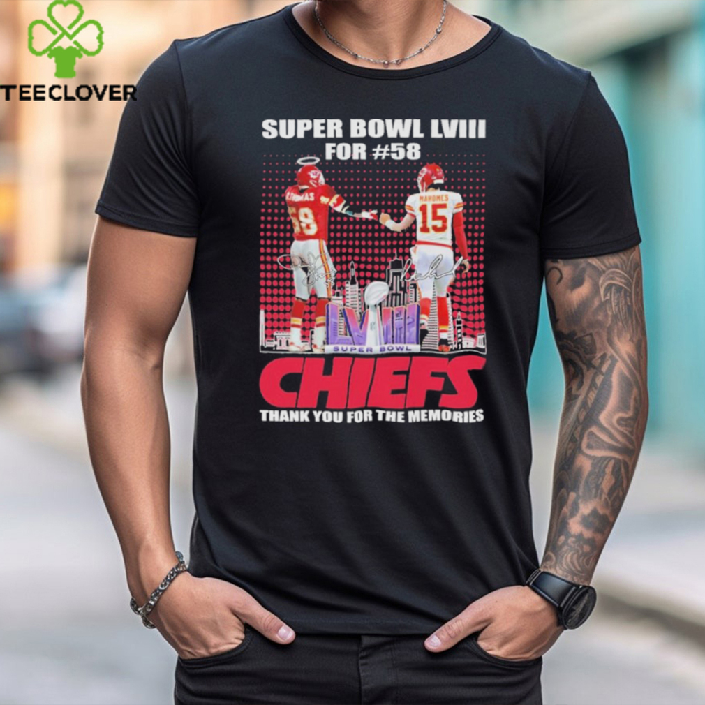 Super Bowl LVIII Derrick Thomas And Patrick Mahomes Thank You For The Memories Signatures Shirt Super Bowl LVIII Derrick Thomas And Patrick Mahomes Thank You For The Memories Signatures Shirt