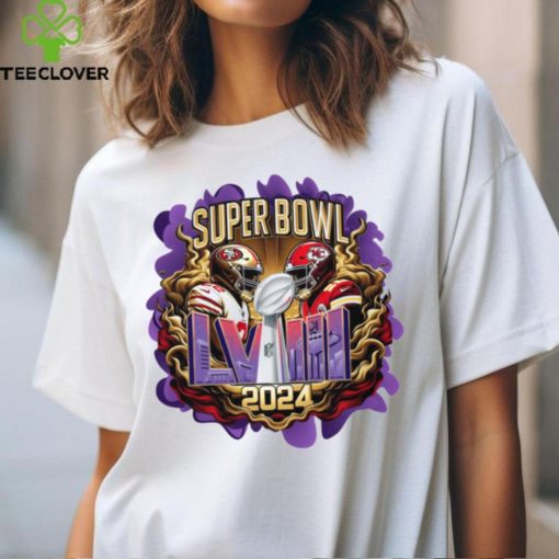 Super Bowl LVIII Trophy San Francisco 49ers Kansas City Chiefs shirt