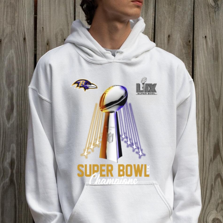 Super Bowl Lix Baltimore Ravens Champs Trophy Light 2025 Tee Super Bowl Lix Baltimore Ravens Champs Trophy Light 2025 Tee