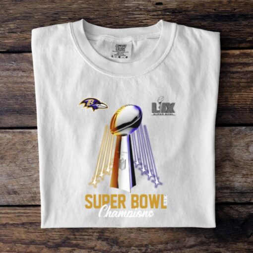 Super Bowl Lix Baltimore Ravens Champs Trophy Light 2025 Tee