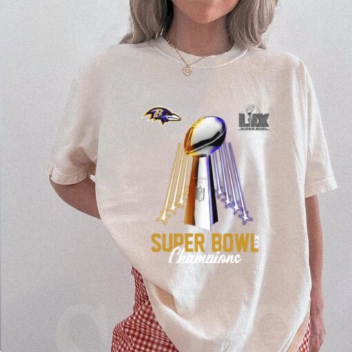 Super Bowl Lix Baltimore Ravens Champs Trophy Light 2025 Tee