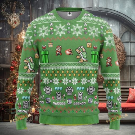 Super Mario Bros Funny Sweater, Family Ugly Christmas Gaming Fun