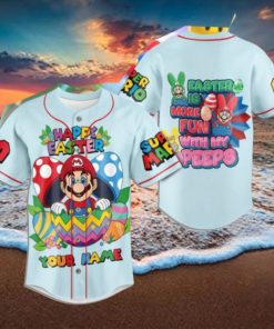 Super Mario Happy Easter Custom Baseball Jersey