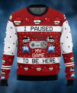 Super Mario Pause Game to be Here Ugly Christmas Sweater