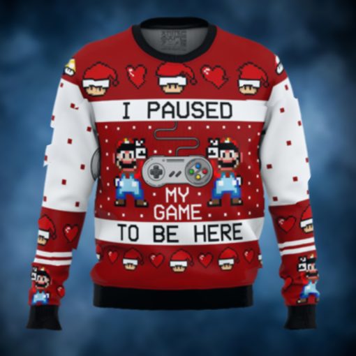 Super Mario Pause Game to be Here Ugly Christmas Sweater