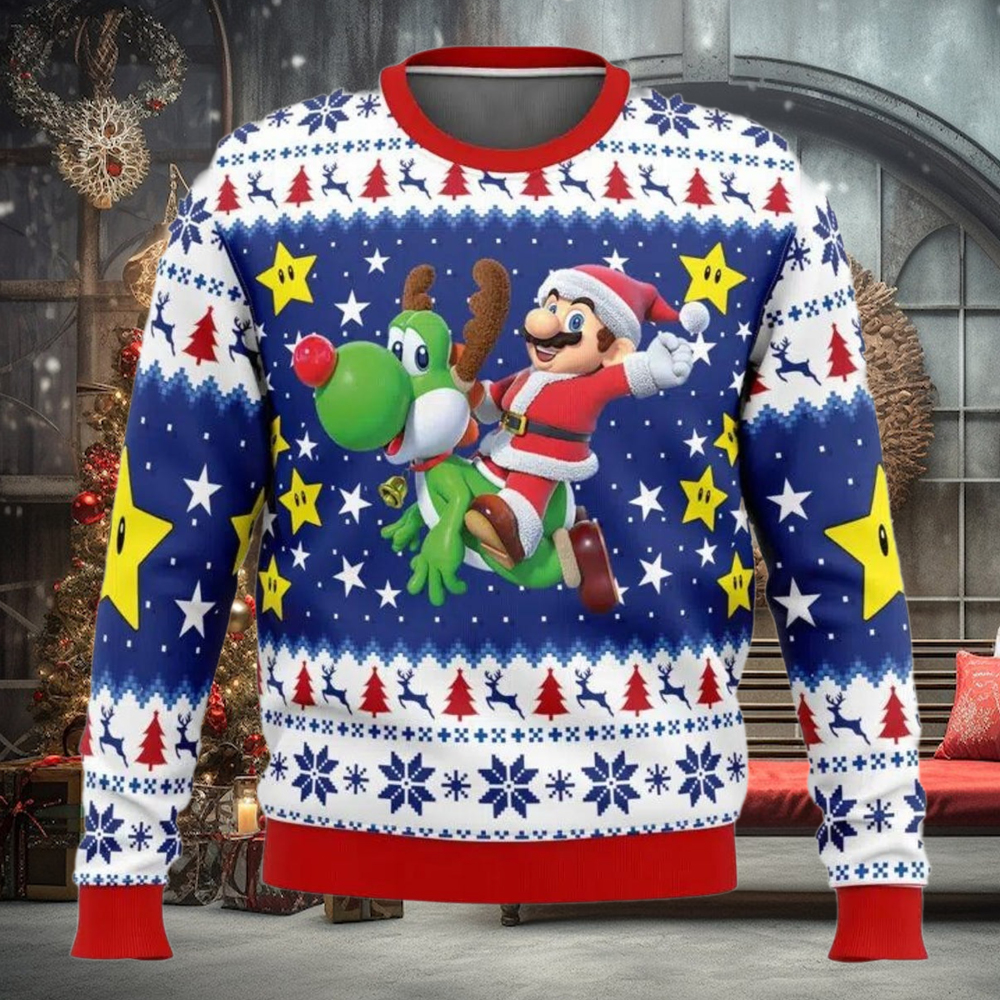 Super Mario Yoshi Santa Claus Ugly Sweater Super Mario Yoshi Santa Claus Ugly Sweater