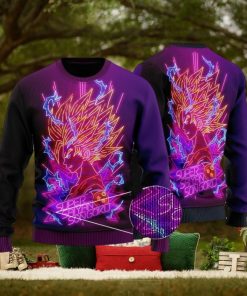 Super Saiyan 2 Goku Neon Lights Ugly Xmas Sweater