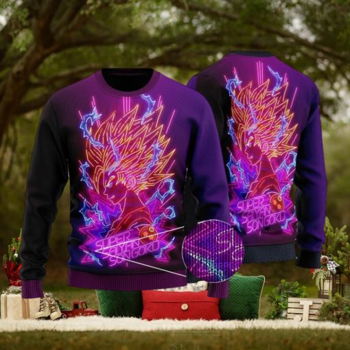 Super Saiyan 2 Goku Neon Lights Ugly Xmas Sweater