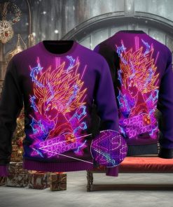 Super Saiyan 2 Goku Neon Lights Ugly Xmas Sweater