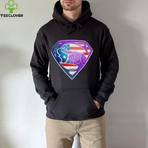 Superman Sports Houston Texans and Tcu Horned Frogs Logo hoodie, sweater, longsleeve, shirt v-neck, t-shirt