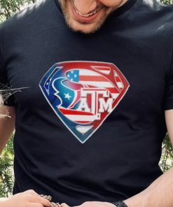 Superman Sports Houston Texans and Texas A&M Logo shirt