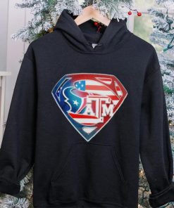 Superman Sports Houston Texans and Texas A&M Logo hoodie, sweater, longsleeve, shirt v-neck, t-shirt