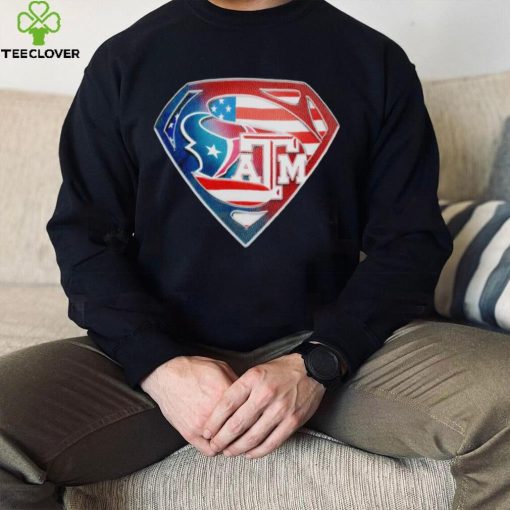 Superman Sports Houston Texans and Texas A&M Logo hoodie, sweater, longsleeve, shirt v-neck, t-shirt