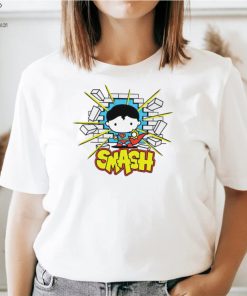 Superman smashing through brick wall chibi shirt