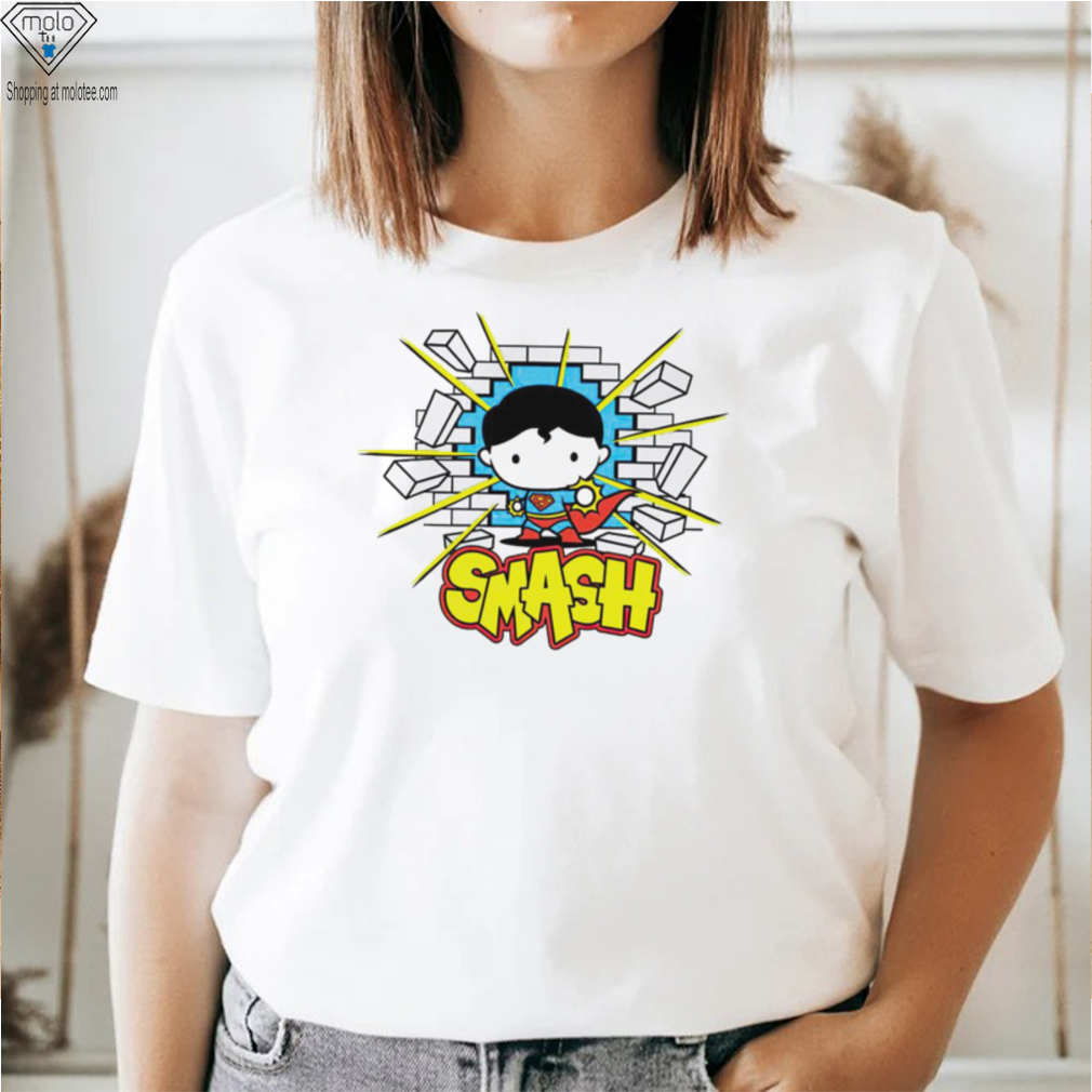 Superman smashing through brick wall chibi shirt Superman smashing through brick wall chibi shirt