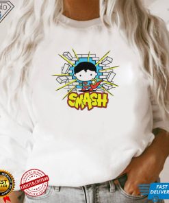 Superman smashing through brick wall chibi shirt