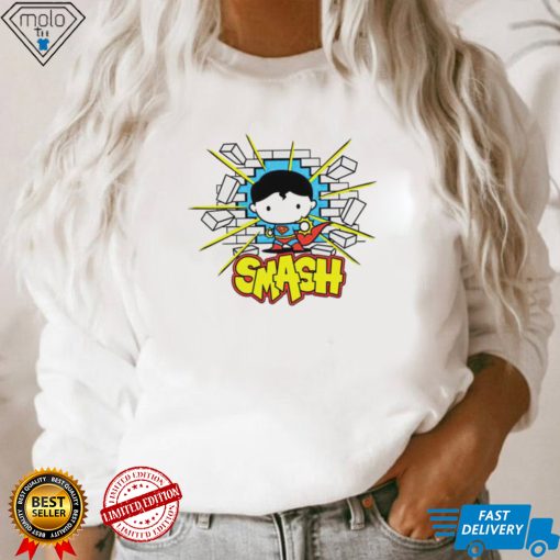 Superman smashing through brick wall chibi shirt