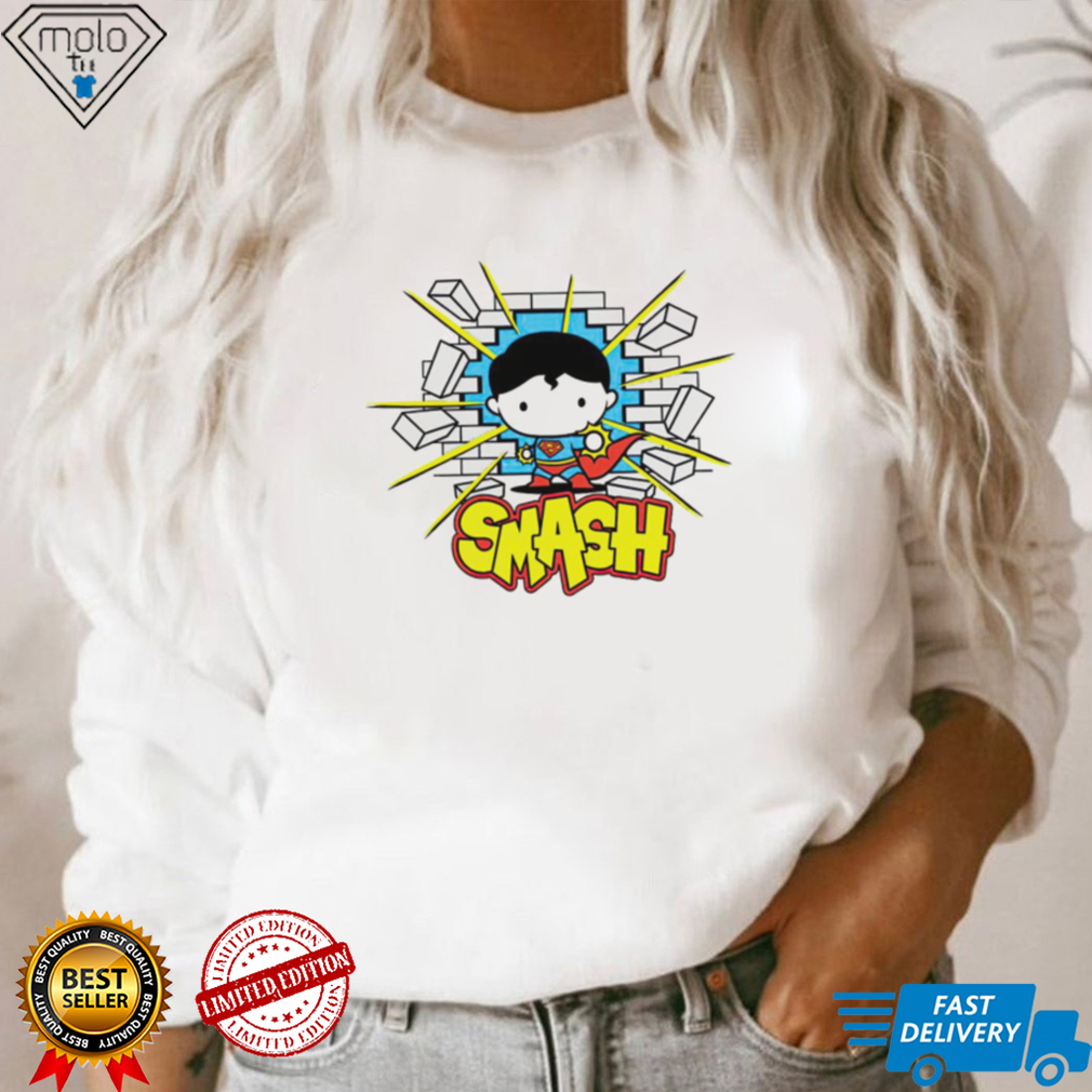 Superman smashing through brick wall chibi shirt Superman smashing through brick wall chibi shirt