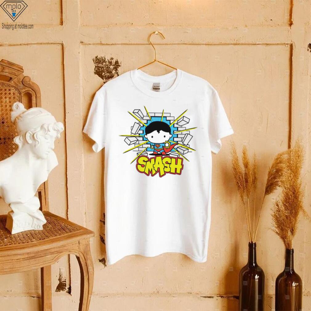 Superman smashing through brick wall chibi shirt Superman smashing through brick wall chibi shirt
