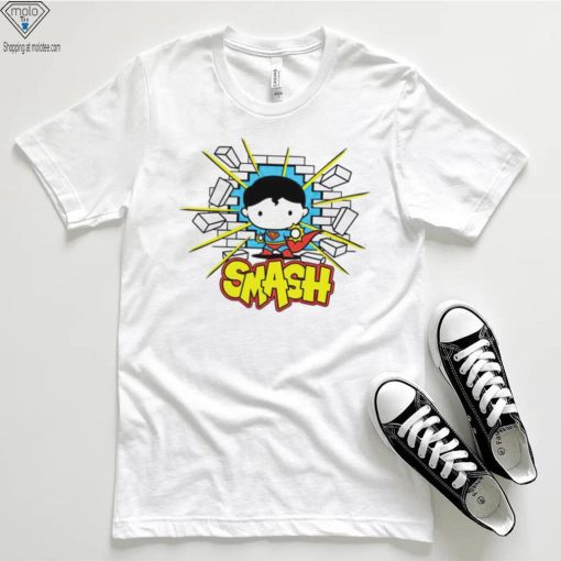 Superman smashing through brick wall chibi shirt