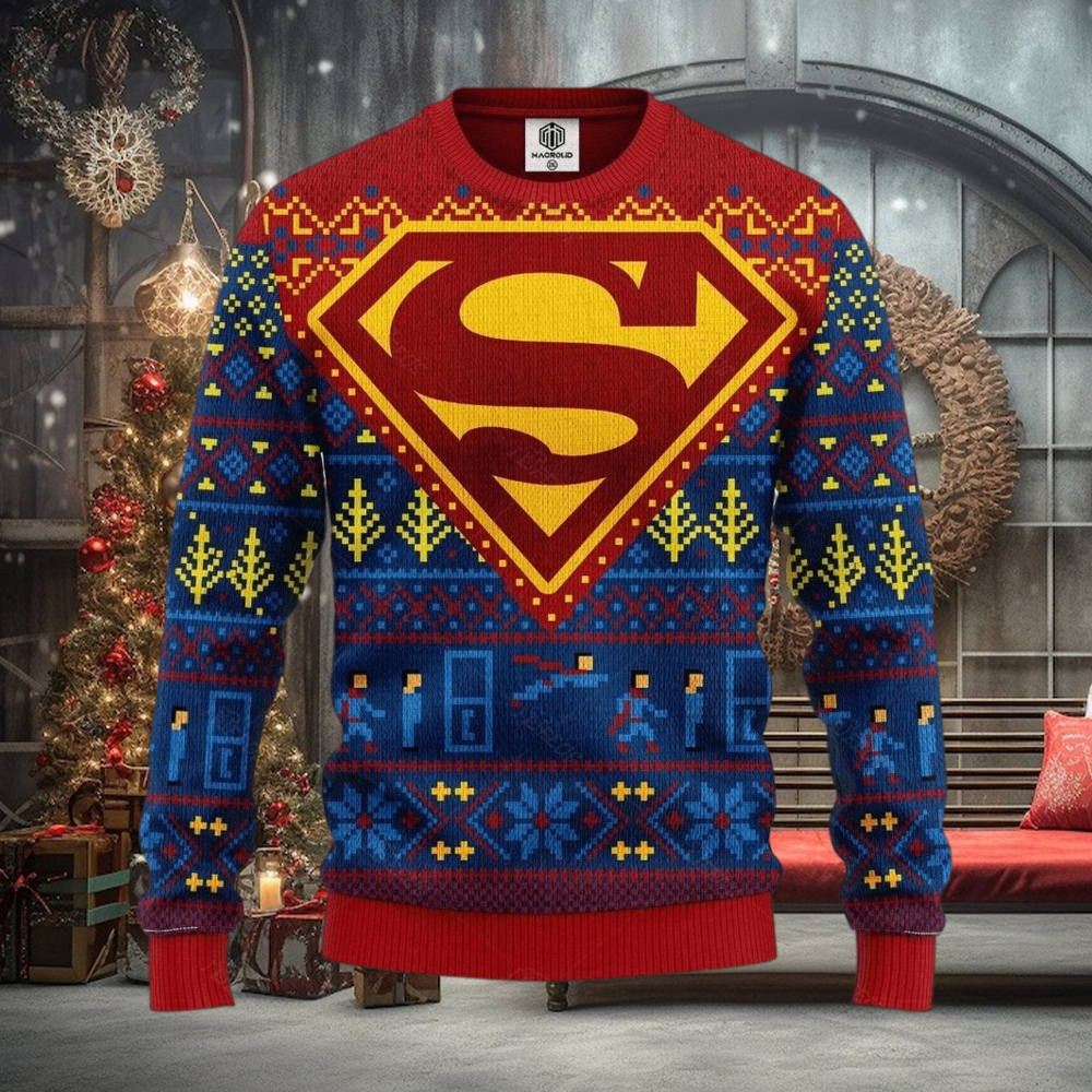 Supermans Ugly Christmas Ugly Sweater Superhero Ugly Xmas Supermans Ugly Christmas Ugly Sweater Superhero Ugly Xmas