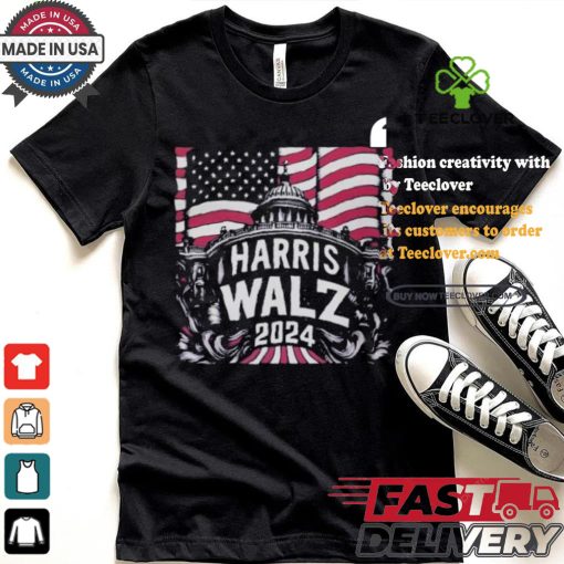 Support Of Presidential Nominee Kamala Harris Vp Nominee Tim Walz 2024 Us Elections America White House T shirt