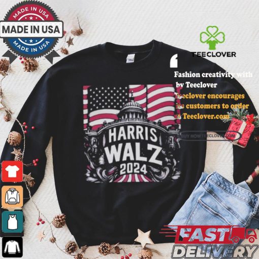 Support Of Presidential Nominee Kamala Harris Vp Nominee Tim Walz 2024 Us Elections America White House T shirt