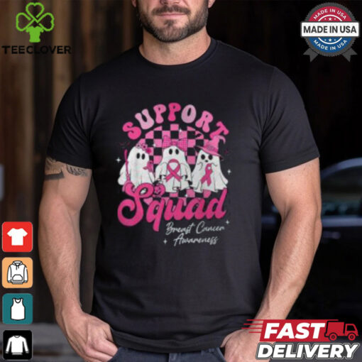 Support Squad Pink Ribbon Breast Cancer Awareness Shirt, Halloween Ghost Tee