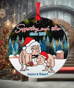 Supporting Each Other, Funny Old Couple Ornament, Personalized Acrylic Ornament, Gift For Christmas