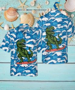 Surfing T Rex Dinosaur Hawaiian Shirt