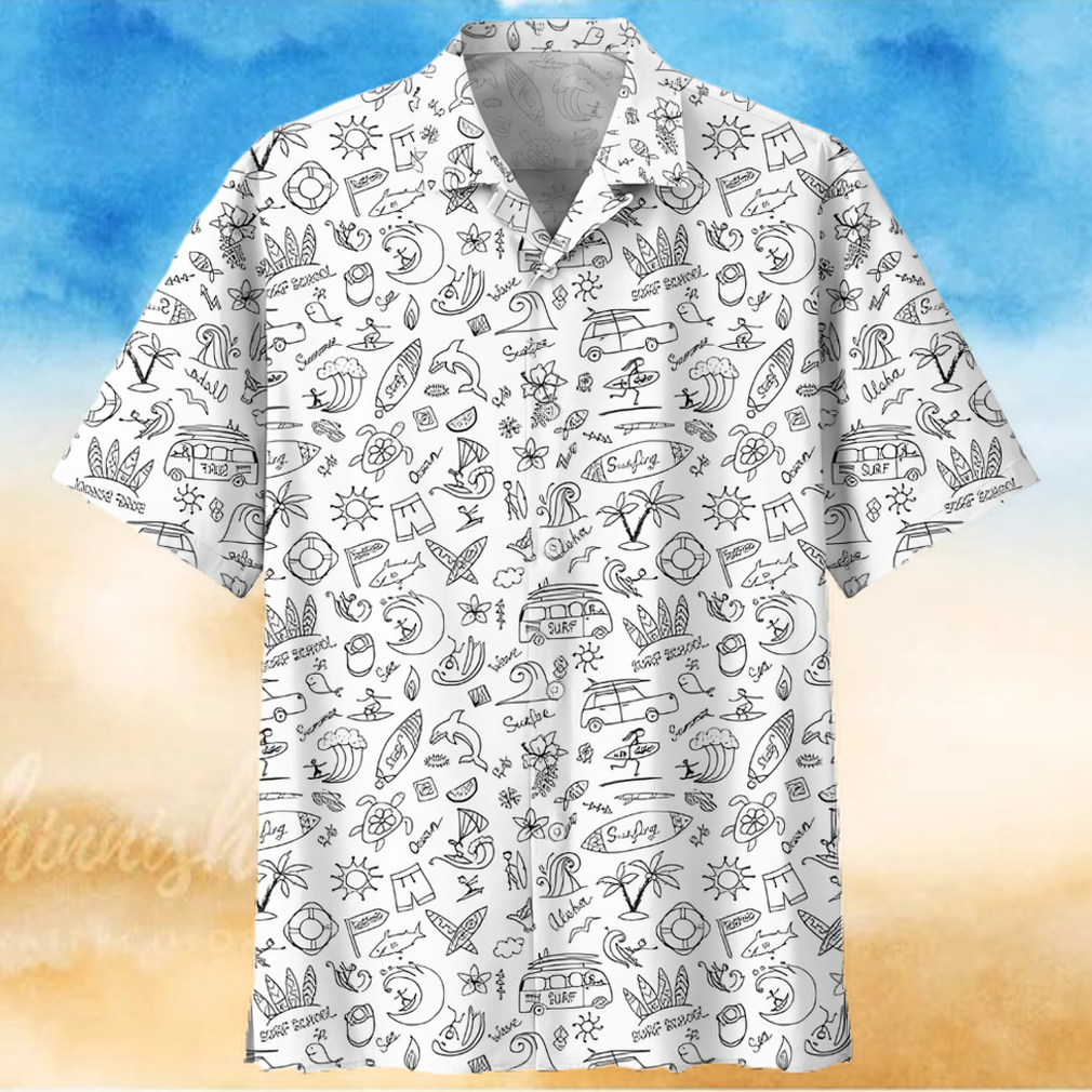 Surfing White High Quality Unisex Hawaiian Shirt