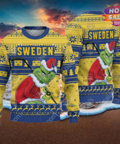 Sweden Ice Hockey Team Grinch Hockey Stick Ugly Christmas Sweater