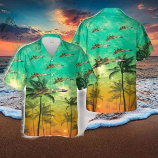 Swedish Air Force J 11A M90 Camo Hawaiian Shirt