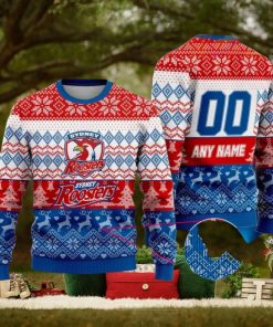 Sydney Roosters 3D Christmas Sweater 2023 Custom Number And Name