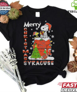 Syracuse Orange Snoopy And Woodstock Merry Christmas Shirt