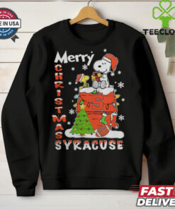 Syracuse Orange Snoopy And Woodstock Merry Christmas Shirt