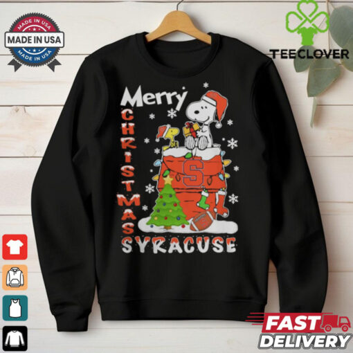 Syracuse Orange Snoopy And Woodstock Merry Christmas Shirt