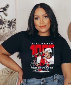 T J Oshie Washington 1000 Games Hockey signature shirt