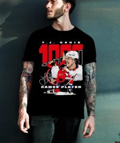 T J Oshie Washington 1000 Games Hockey signature shirt