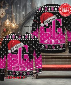 T Mobile Logo Santa Hat Pine Tree Snowflake Custom Name Ugly Christmas Sweater